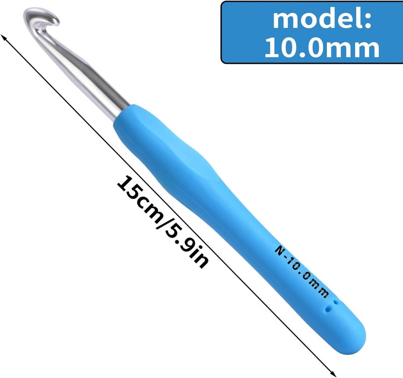 Gerute 10mm Crochet Hook, Ergonomic Crochet Hooks with Soft Rubber Handle and Smooth Glide Head - Lightweight Aluminum Needles for Beginners, Arthritis, Yarn Projects, Long Crafting Sessions (10.0 mm) - Image 2